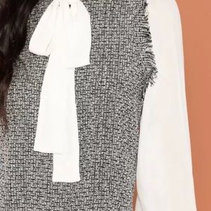 Frayed trim 2 in 1 blouse